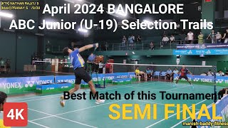 PRANAY S. (MAH) vs Nicholas Raj (KTK) |SF |All India Junior (U-19) Ranking Badminton Bangalore 2024