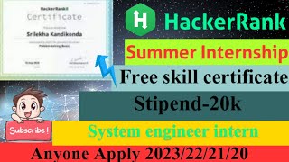 HackerRank skill certification|| summer internship||HackerRank python c++ java js. Free certificate