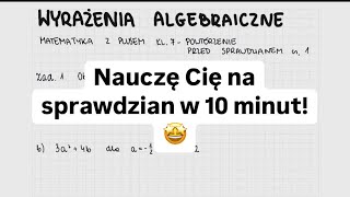 Wyrażenia algebraiczne - sprawdzian GWO Matematyka z plusem klasa 7 powtórka