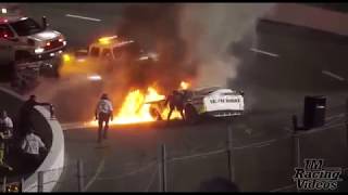 Отец вытащил сына из горящего авто во время гонок NASCAR