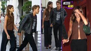 Austin Butler and Kaia Gerber hold hands while heading out for dinner #austinbutler   #kaiagerber