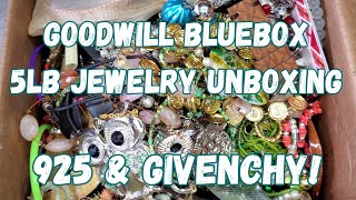 925 Silver & GIVENCHY Inside My Goodwill Bluebox 5lb Jewelry Jar Unboxing from Ohio