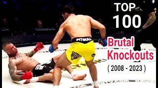 Top 100 Brutal Knockouts in MMA  2008 - 2023  ( Repost  )