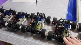 Collection of world's smallest nitro production team xray nt18 1/18 scale nitro rc cars trucks