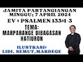 JAMITA PARTANGIANGAN. PSALMEN 133:1-3 MARPARANGE DIBAGASAN HATIURON. MAZMUR 133:1-3