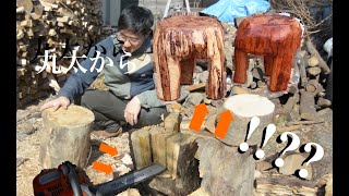 朽ち果てた丸太をチェーンソーで切り出してみると...!!??  wooden DIY stool スツール　グラインダーで木を削る