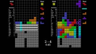 Tetris bot plays 10 games with itself
