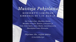 Muistoja Pohjolasta- konsertti Limingan kirkossa su 1.12.2024 klo 18.