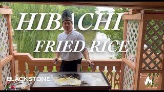 Pro Hibachi Chef cooks fried rice on a Blackstone Griddle
