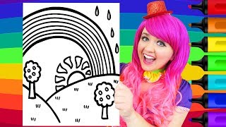 Coloring A Rainbow GLITTER Coloring Page Prismacolor Paint Markers | KiMMi THE CLOWN