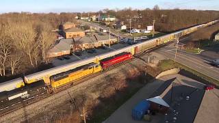 Norfolk Southern 8114 Heritage Leading NS 179 on the Dayton District (Drone Video)