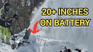 How does a battery snowblower handle over 20 inches of crusty snow that's been there all year?