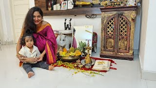 Vedhu's first vishu celebration and an easy kesari recipe by dilu's amma