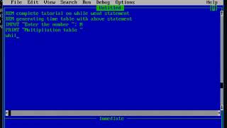 complete tutorial on while wend statement (generate multiplication table) QBASIC