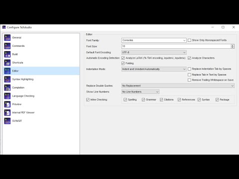Configuring Texstudio Configuring The Editor Utf 8 Latex Youtube