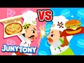 Pizza vs. Hamburger 🍕🍔 | VS Songs for Kids | Food Songs | Preschool Songs | JunyTony