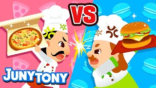 Pizza vs. Hamburger 🍕🍔 | VS Songs for Kids | Food Songs | Preschool Songs | JunyTony