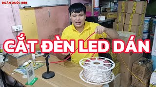 Hướng dẫn cắt dây đèn led có keo dán sẵn led 1hàng ánh sáng vàng.