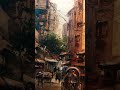 Watercolour Painting Urban Sketching | Cityscape In Watercolor #shorts #youtubeshorts