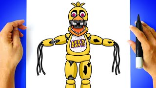 How to DRAW WITHERED CHICA - Five Nights at Freddy's - [ How to DRAW FNAF Characters ]
