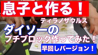 (早回し)ダイソーで購入したプチブロック「ティラノザウルス」を息子と作ってみた。サラリーマンのvlog。おっさんの子守。