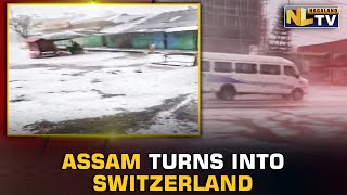 ASSAM’S UPPER REGION GETS COVERED BY ICE AS HAILSTORM LASHES IN THE AREA