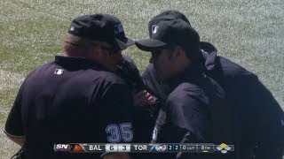 BAL@TOR: Ump jumps on Rasmus' hit in the eighth