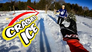 We Built a Backyard Crashed Ice Course - First time skating it!