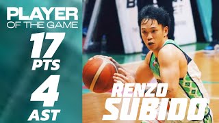 RENZO SUBIDO | PLAYER OF THE GAME, 17 PTS 4 AST vs. QUEZON CITY  | MPBL REGULAR SEASON 2024