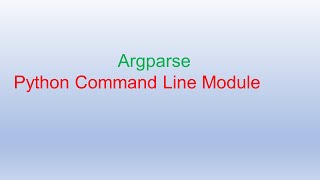 Learn Argparse in Python programming part 1