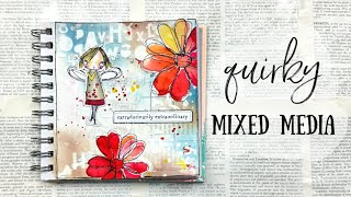 Quirky Art Journal Page with Funky Fossil