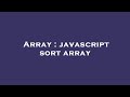 Array : javascript sort array