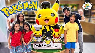 Ryan's Family meets Pikachu at Pokemon Center and Cafe