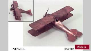 Antique Large copper and brass double wing airplane model