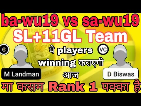 Ba Wu19 Vs Sa Wu19 Dream11 Team, Ba Wu19 Sa Wu19 Vs Dream11, Dream 11 ...