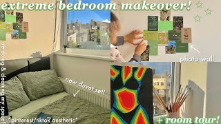extreme uni room makeover *pinterest/tiktok inspired* sage green aesthetic!