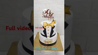 Two tier 50th bday General theme cake design #subscribe#cakedecorating #subscribe #like #shortvideo