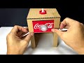 วิธีทำตู้น้ำอัดลม จากลังกระดาษ how to make coca cola soda dispenser from cardboard