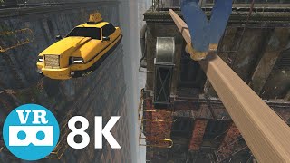 8K VR180 3D | Steel beam crossing #5 | Skyscrapers of the near future | Unity