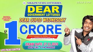 DEAR CUPID WEDNESDAY WEEKLY DEAR 6 PM DRAW DATE 27.11.2024 SIKKIM STATE LOTTERIES