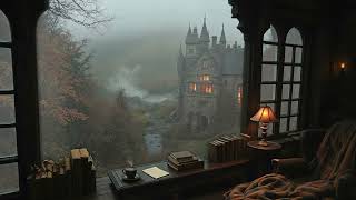 Gothic Reading Nook by the Window | Rainy Victorian Castle Ambience | Nostalgic Dark Academia