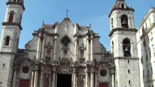 Views of the Catedral de San Cristobal and Plaza de la Catedral in Old Havana, Cuba