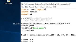 create Ball game python coding