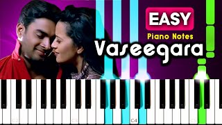 VASEEGARA EASY PIANO NOTES + CHORDS | 🎹Soft Piano Cover | Zara Zara easy paino tutorial