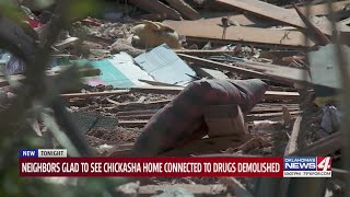Neighbors glad to see Chickasha home connected to drugs demolished