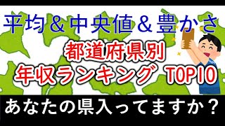 都道府県別平均年収＆中央値ＴＯＰ１０