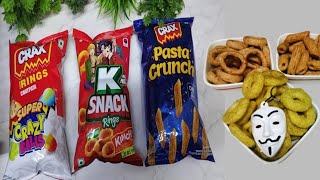 CRAX Pasta Crunch vs K SNACK Rings vs CRAX Super Crazy Balls ||  Snacks 🥨 || CRAX 🥨🥨