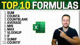Top 10 Most Important Excel Functions | One Practical Example for each Formula 🏆🥇 How to