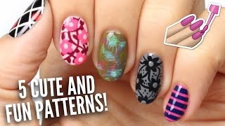 5 Cute \u0026 Easy Patterns For Your Nails | SpacePOP!