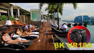 WALK ALONG THE POOL IN THE SKY Marina Bay Sands 8K/4K VR180 3D (Travel Videos/ASMR/Music)